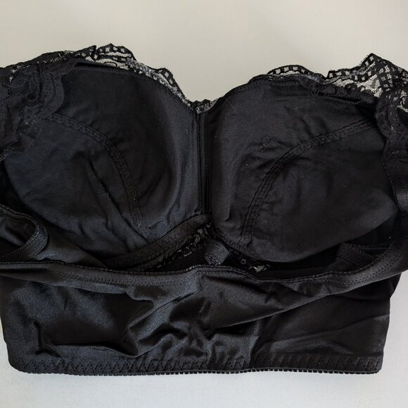 Rhonda Shear Classic Pin-Up Lace Wire Free Leisure Bra with Pads 672P Black XL - Picture 9 of 9